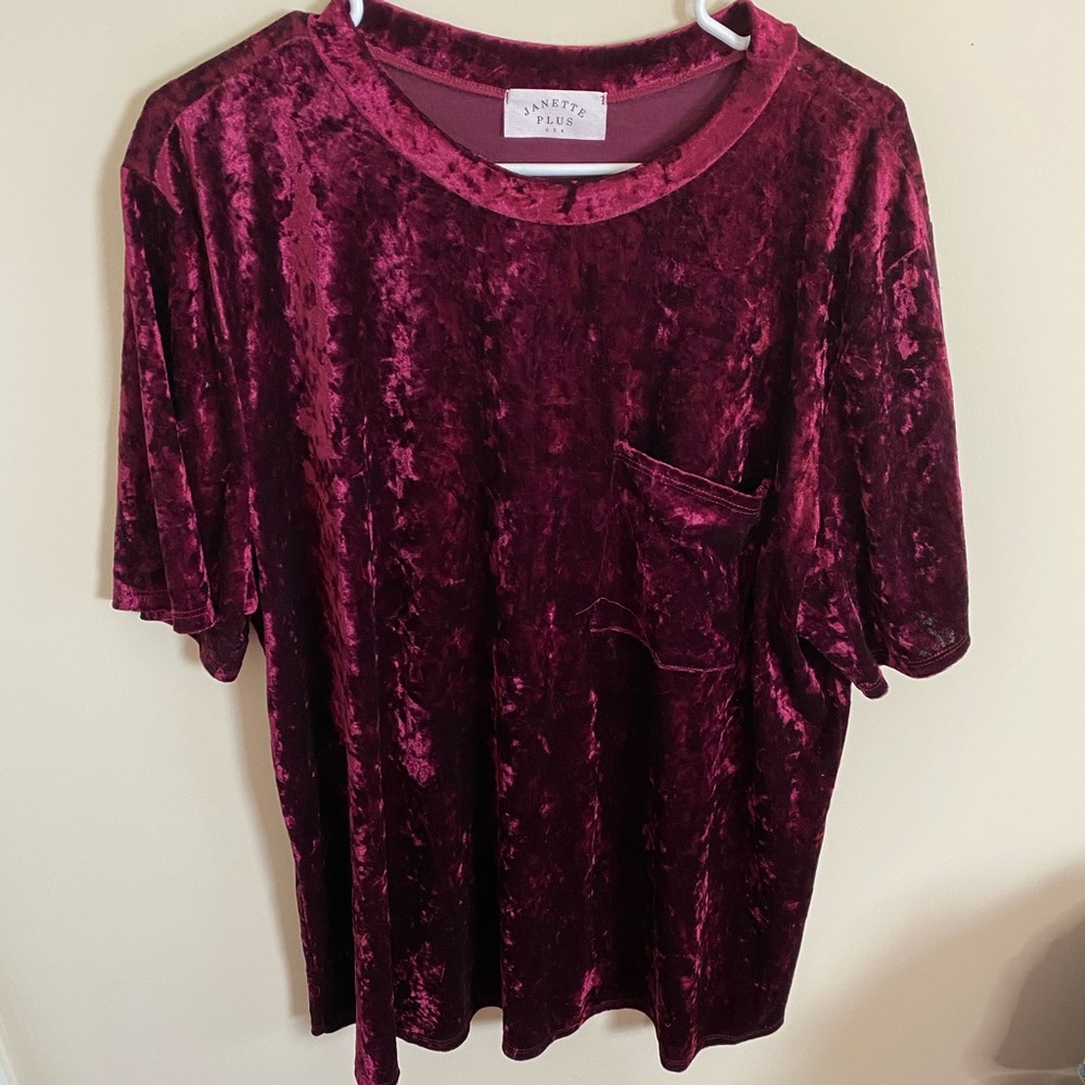 Red crushed velvet shirt